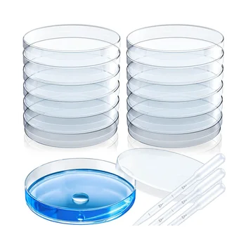 12 db steril műanyag mélytiszta edény laboratóriumi elemzéshez, iskolai projektekhez, vérmintákhoz, baktériumokhoz, magsejtkultúrához Dishe