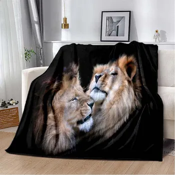 3D Rajzfilm oroszlán Digitális nyomtatott takaró ágyhoz kanapé Piknik takaró Légkondicionáló takaró Kanapé takaró Testreszabott takarók