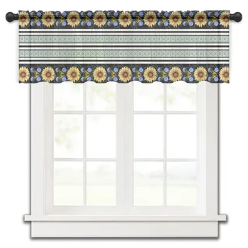 Napraforgó pillangó Hortenzia textúra Rövid tüll függönyök hálószoba Voile puszta fél ablak függöny konyhaszekrény kis drapériák