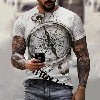 Vintage férfi póló Nyári rövid ujjú O-nyakú 3D horgonyok Nyomtatás Top póló Túlméretezett férfi ruházat Alkalmi utcai ruházat