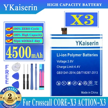  YKaiserin akkumulátor Crosscall CORE-X3 ACTION-X3 mobiltelefon X3 X 3 4500mAh akkumulátor Batteria + Ingyenes eszközök