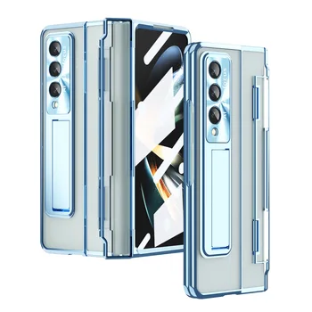 szintező csuklós védőtok Samsung Galaxy Z Fold 4-szeres 5 5G átlátszó telefonfedélhez Fold4 5-höz üvegfóliás konzoltokkal